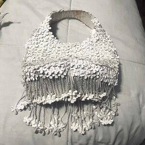 White flower novelty purse